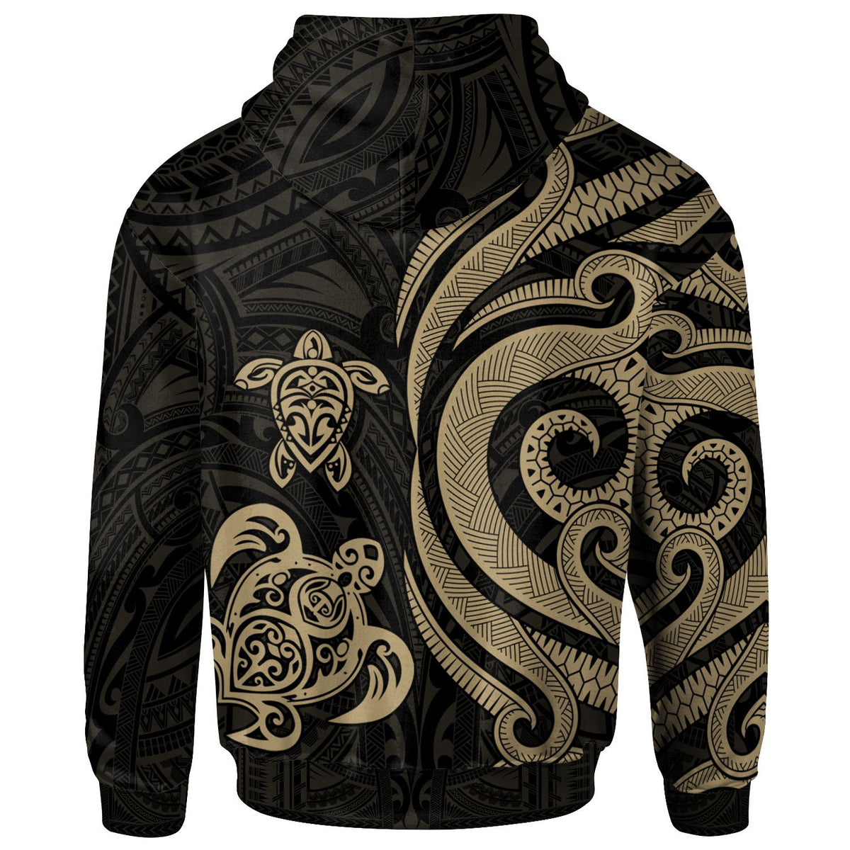 Yap Polynesian Zip up Hoodie Gold Tentacle Turtle - Polynesian Pride