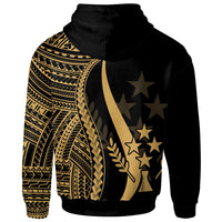 Kosrae Custom Zip up Hoodie Gold Tentacle Tribal Pattern - Polynesian Pride
