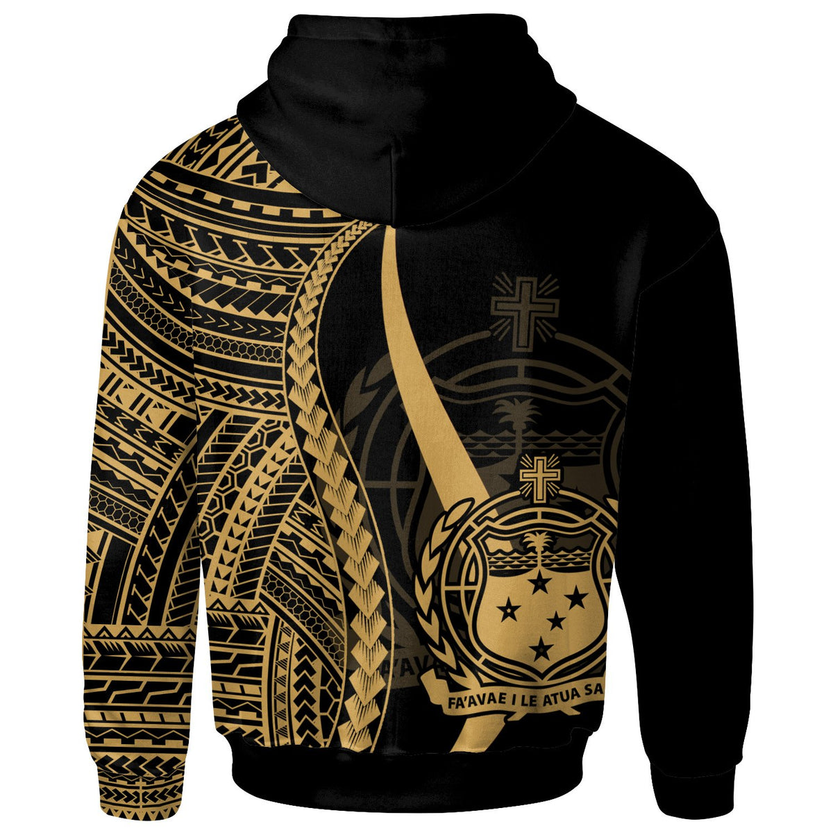 Samoa Custom Hoodie Gold Tentacle Tribal Pattern - Polynesian Pride