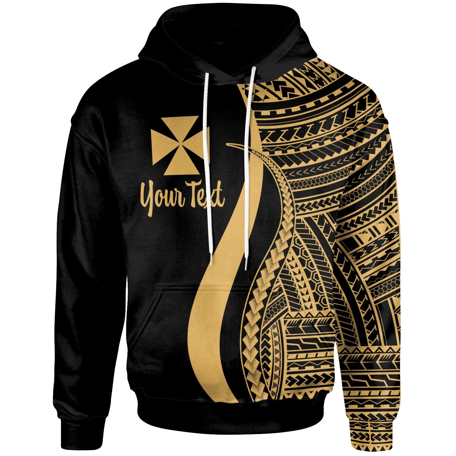 Wallis and Futuna Custom Hoodie Gold Tentacle Tribal Pattern Unisex Gold - Polynesian Pride