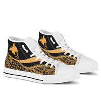 Papua New Guinea Custom Personalised High Top Shoes Gold - Polynesian Tentacle Tribal Pattern Unisex White - Polynesian Pride