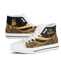 New Caledonia High Top Shoes Gold - Polynesian Tentacle Tribal Pattern Crest - Polynesian Pride