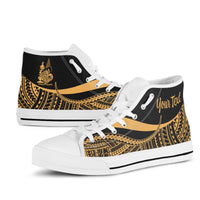 New Caledonia Custom Personalised High Top Shoes Gold - Polynesian Tentacle Tribal Pattern Crest - Polynesian Pride