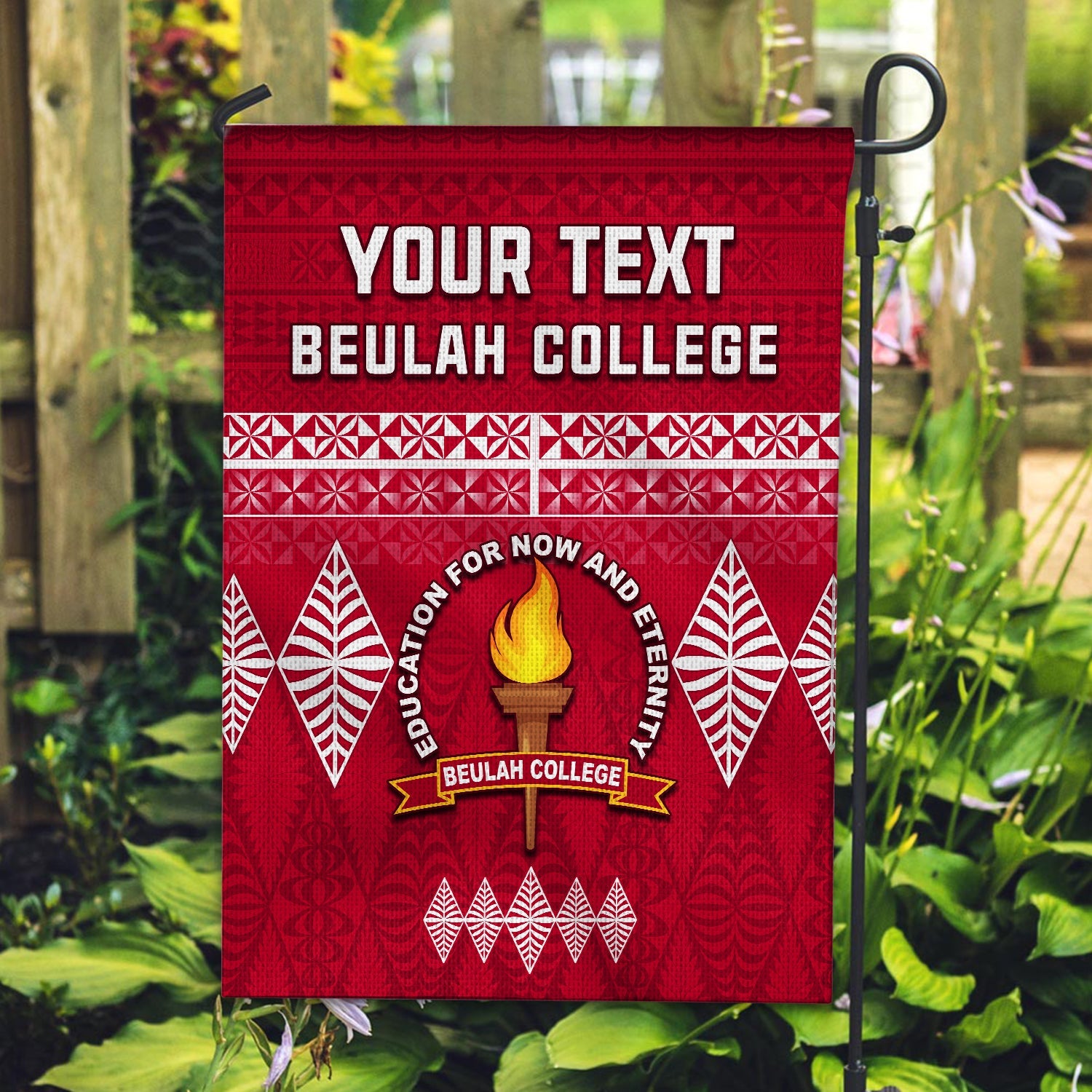 (Custom Personalised) Beulah College Flag Ngatu Pattern Tonga LT13 - Polynesian Pride