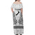 (Custom Personalised) New Zealand Silver Fern Off Shoulder Long Dress Maori Pattern White LT13 - Polynesian Pride