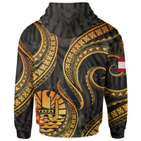 Tahiti Polynesian Zip up Hoodie Gold Plumeria - Polynesian Pride