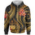 Samoa Polynesian Zip up Hoodie Gold Plumeria Unisex GOLD - Polynesian Pride