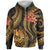 Tahiti Polynesian Zip up Hoodie Gold Plumeria Unisex GOLD - Polynesian Pride
