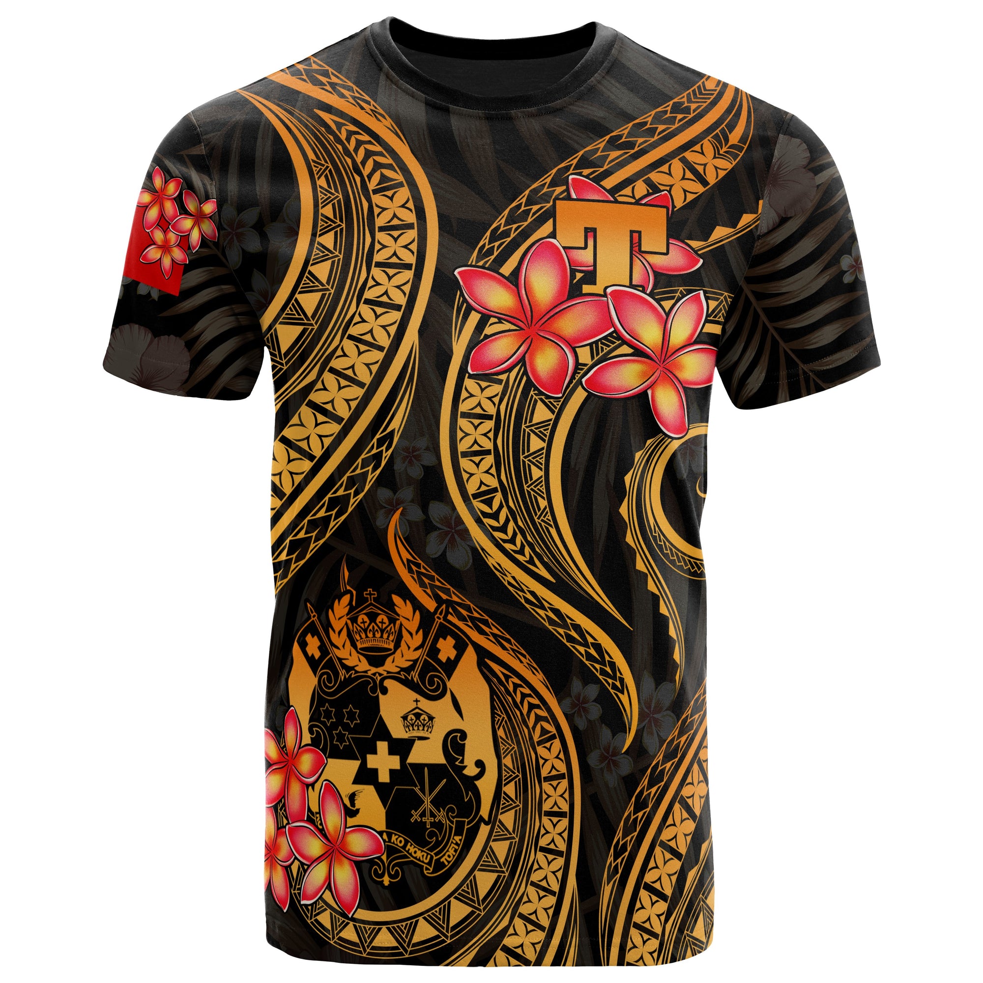 Tonga Polynesian T Shirt Gold Plumeria Unisex GOLD - Polynesian Pride