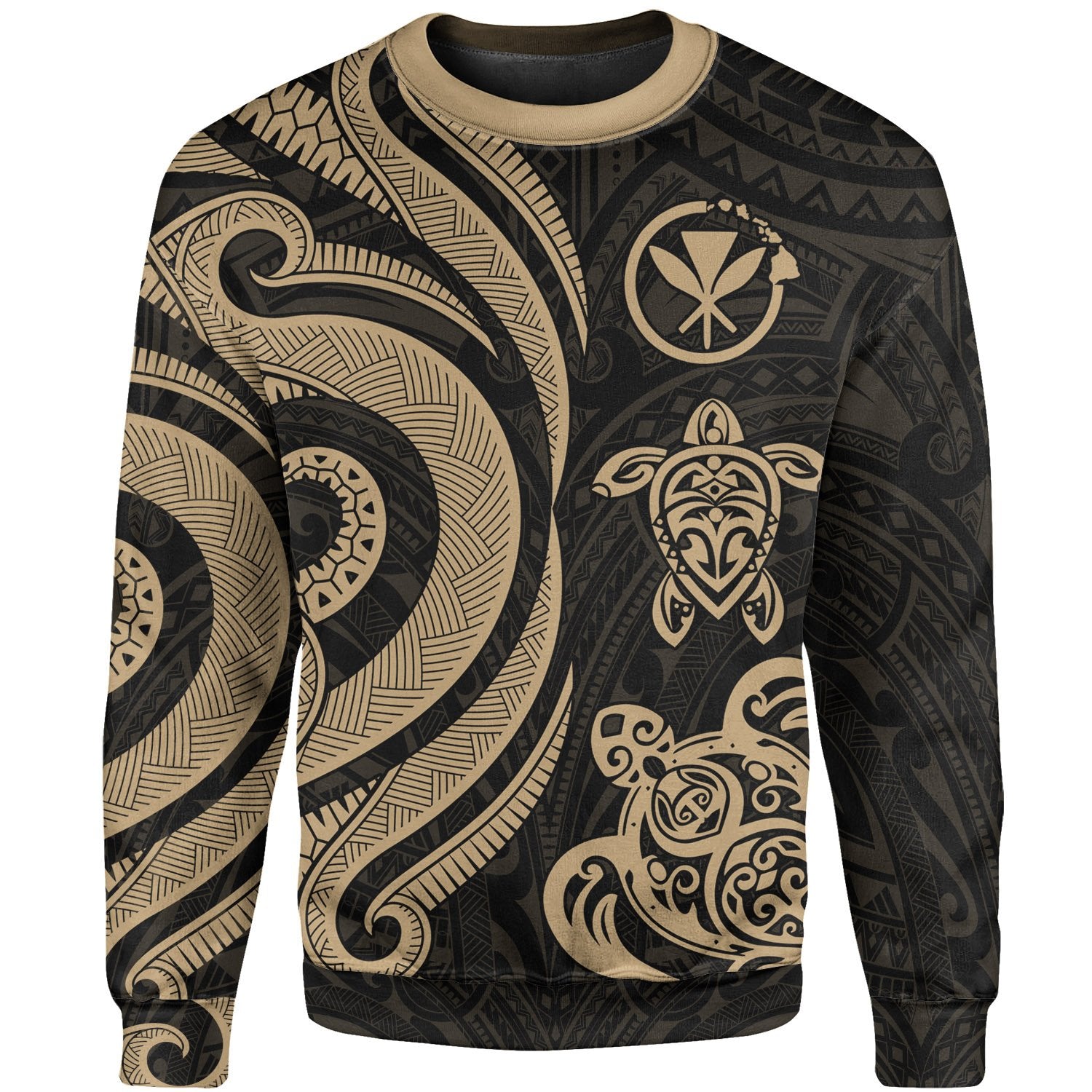 Hawaii Sweater - Gold Tentacle Turtle Unisex Gold - Polynesian Pride