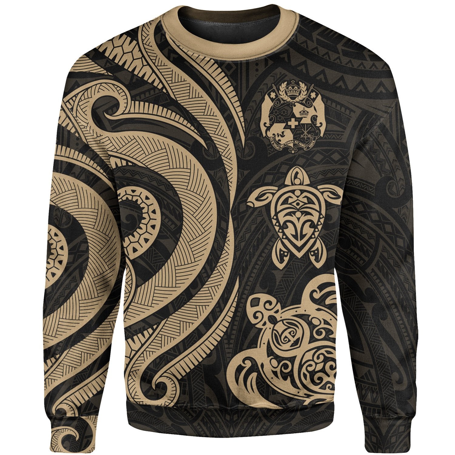 Tonga Sweater - Gold Tentacle Turtle Unisex Gold - Polynesian Pride