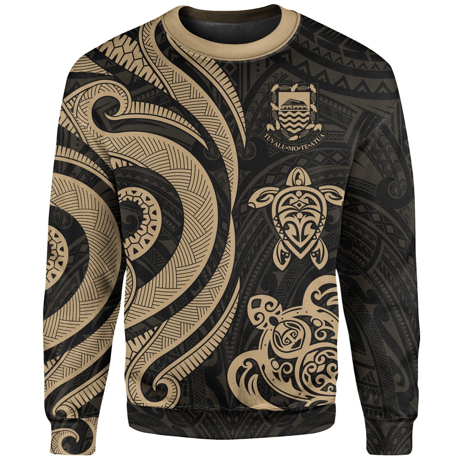 Tuvalu Sweater - Gold Tentacle Turtle Unisex Gold - Polynesian Pride