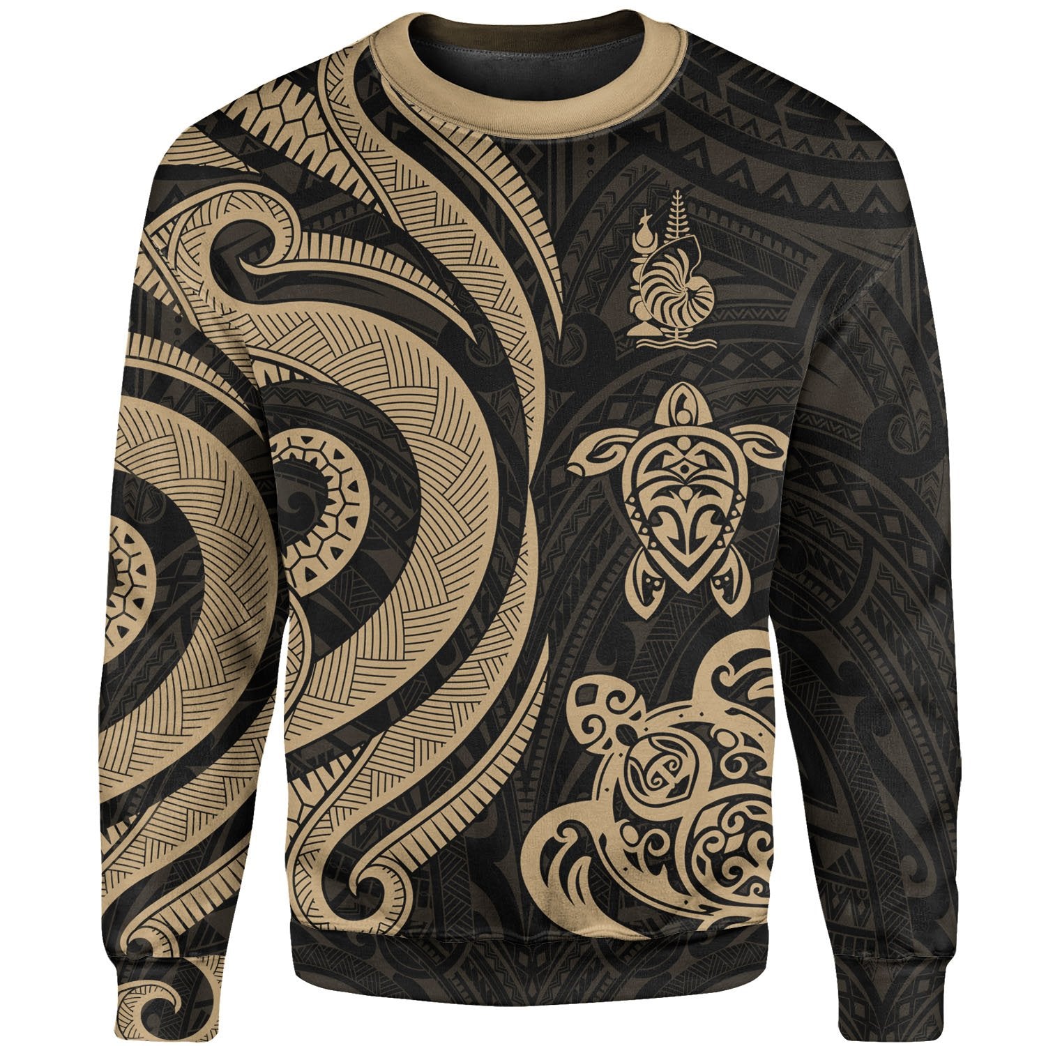 New Caledonia Sweater - Gold Tentacle Turtle Unisex Gold - Polynesian Pride