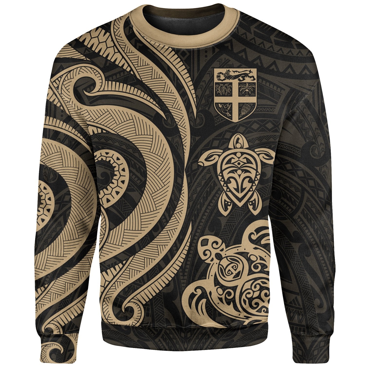 Fiji Sweater - Gold Tentacle Turtle Unisex Gold - Polynesian Pride