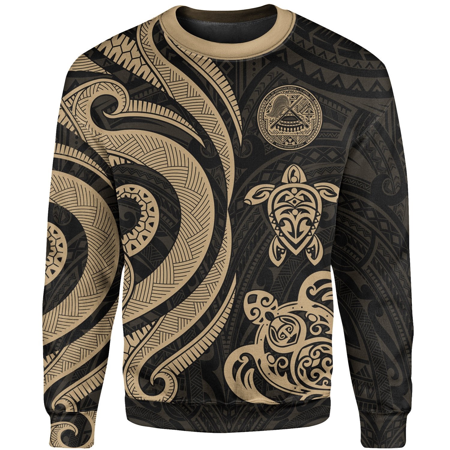 American Samoa Sweater - Gold Tentacle Turtle Unisex Gold - Polynesian Pride