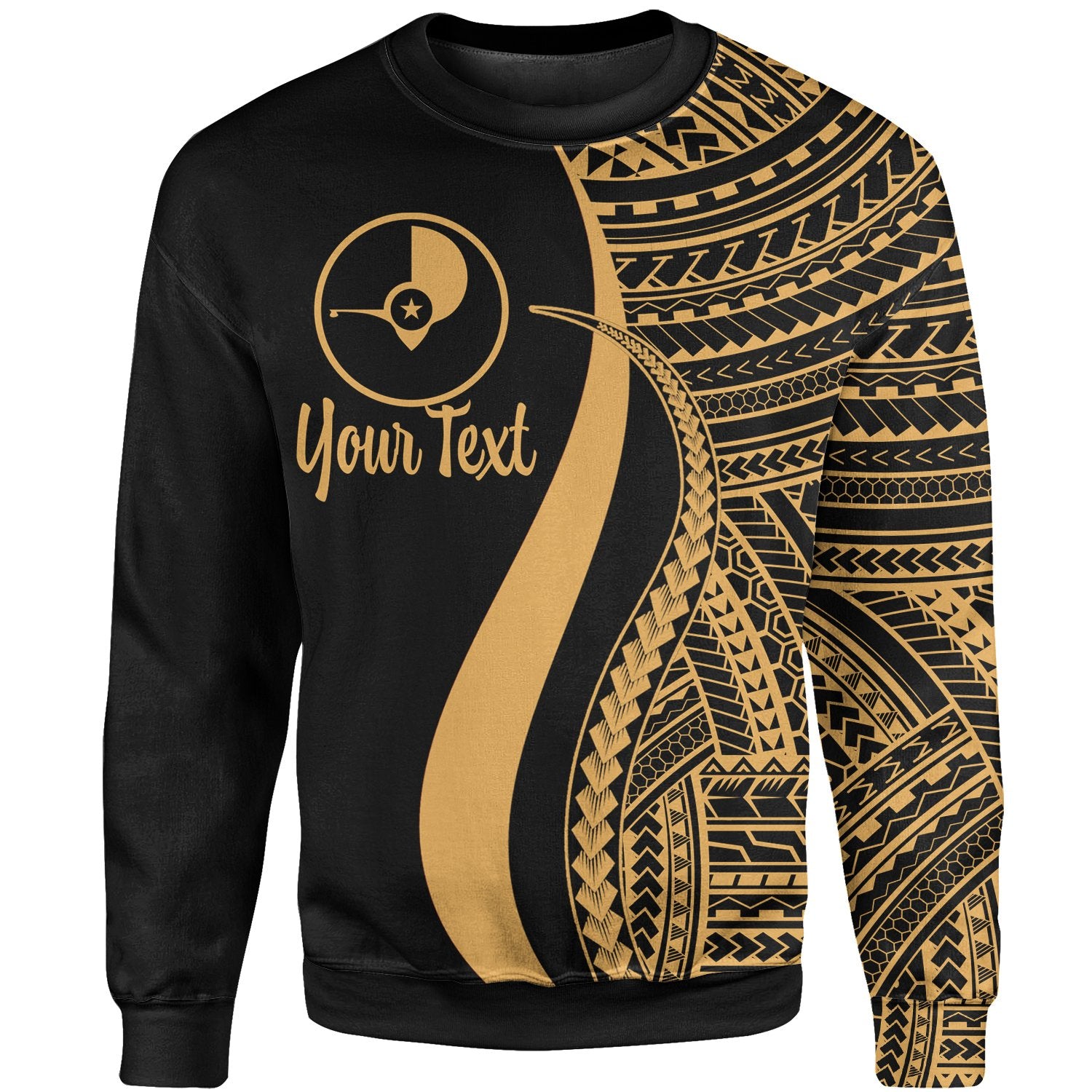 Yap Custom Personalised Sweatshirt - Gold Polynesian Tentacle Tribal Pattern Unisex Gold - Polynesian Pride