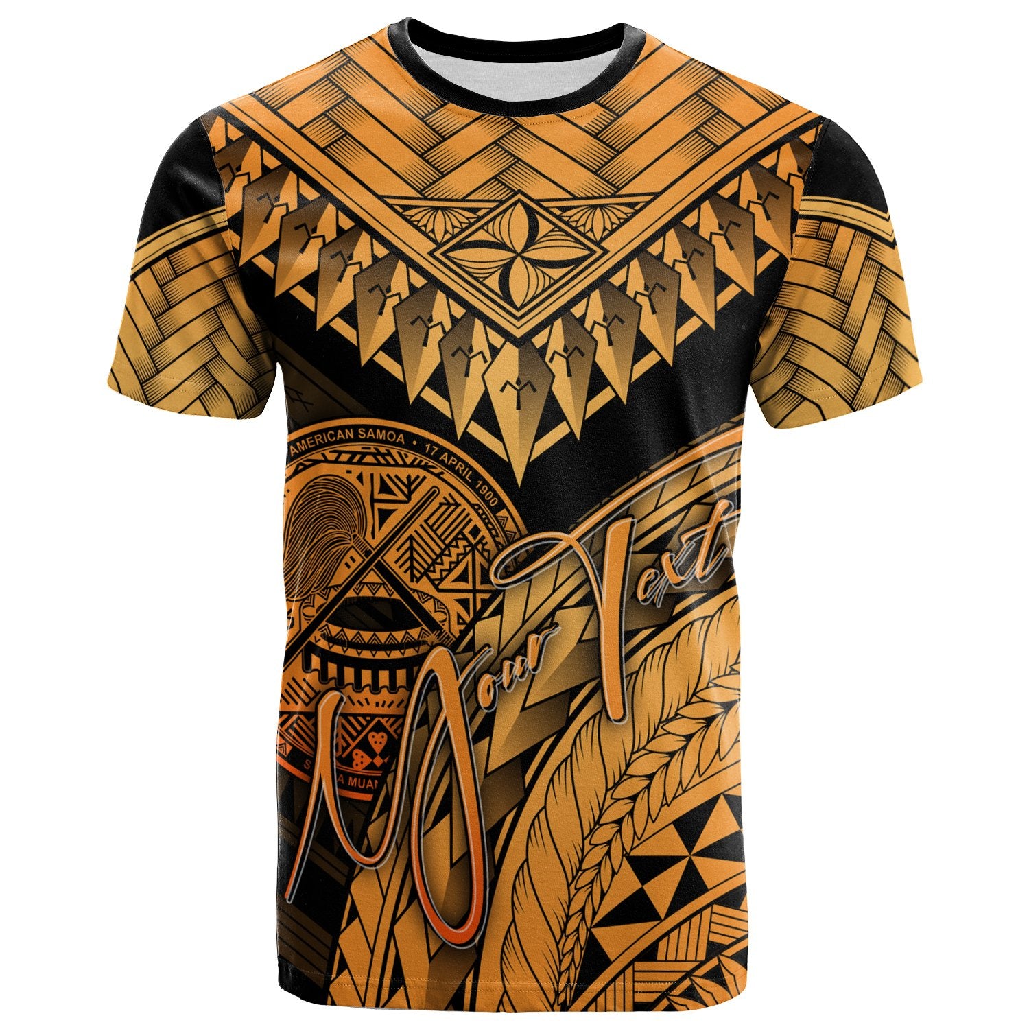 American Samoa Custom T Shirt Gold Polynesian Necklace and Lauhala Unisex Art - Polynesian Pride