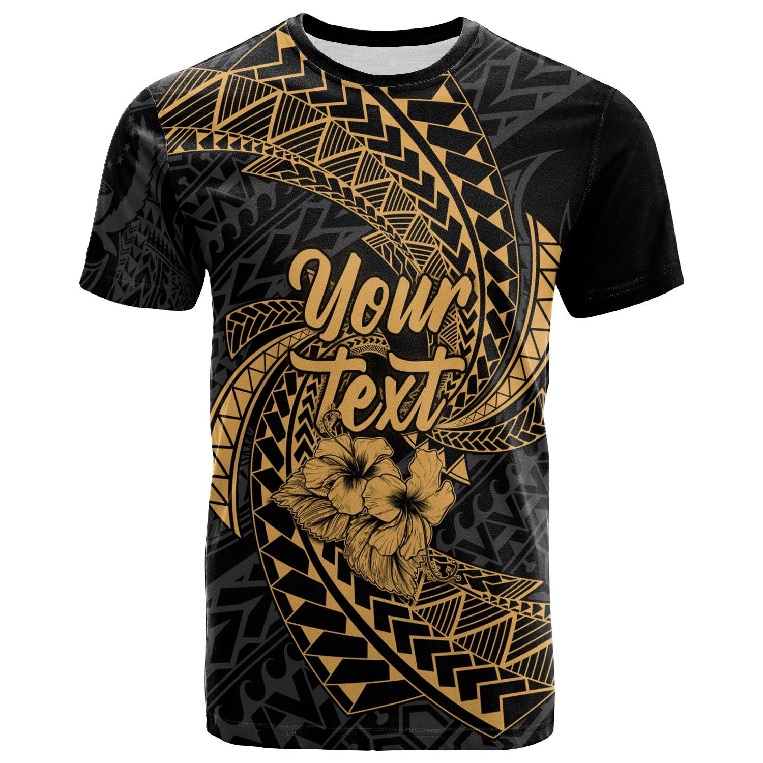 Pohnpei Micronesian Custom T Shirt Gold Spiral Pattern Hibiscus Unisex GOLD - Polynesian Pride