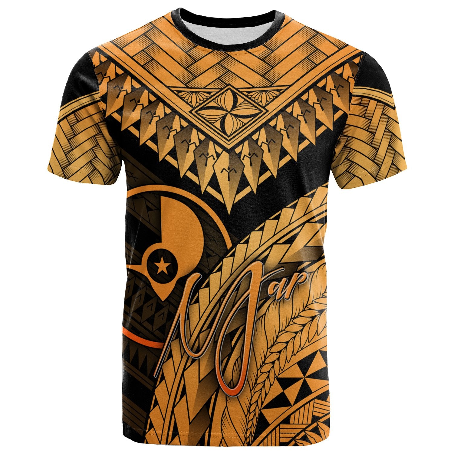 Yap T Shirt Gold Polynesian Necklace and Lauhala Unisex Art - Polynesian Pride