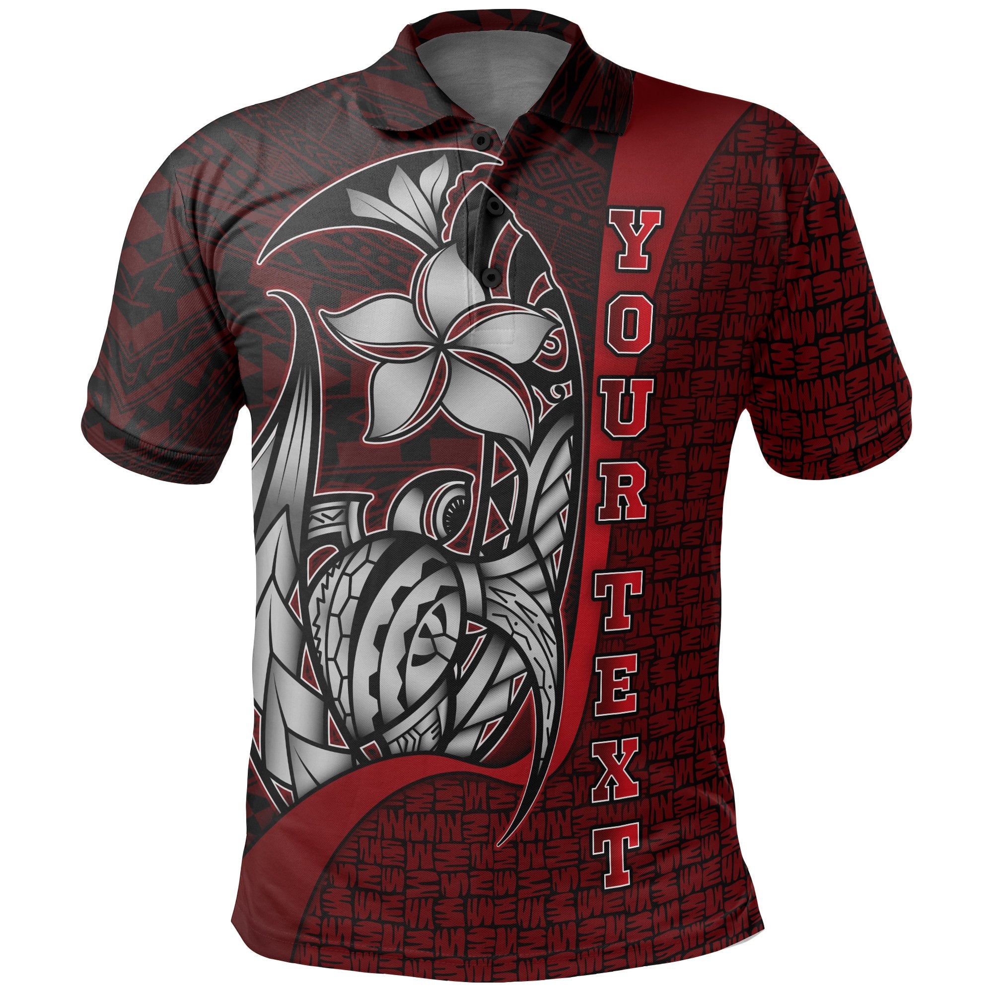 Polynesian Hawaii Custom Polo Shirt Red Turtle with Hook Unisex RED - Polynesian Pride