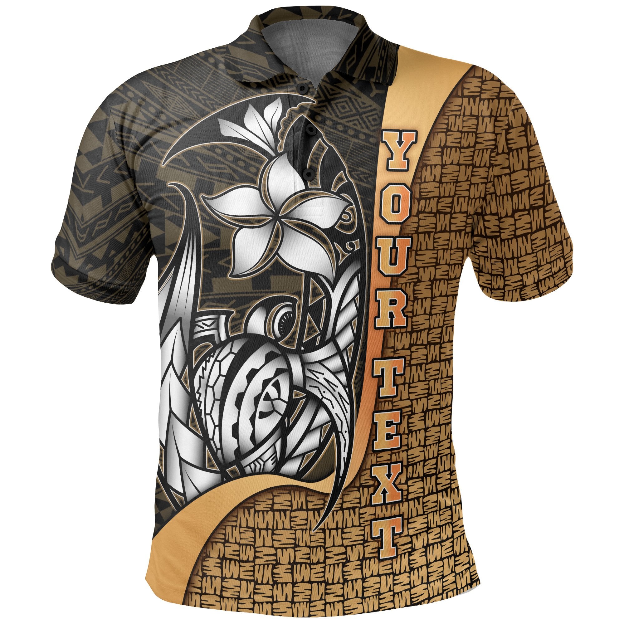 Kosrae Micronesian Custom Polo Shirt Gold Turtle with Hook Unisex GOLD - Polynesian Pride