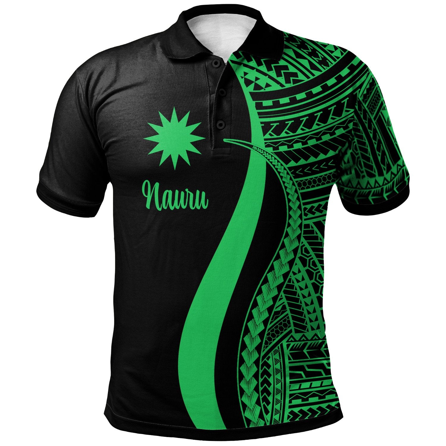 Nauru Polo Shirt Green Polynesian Tentacle Tribal Pattern Unisex Green - Polynesian Pride