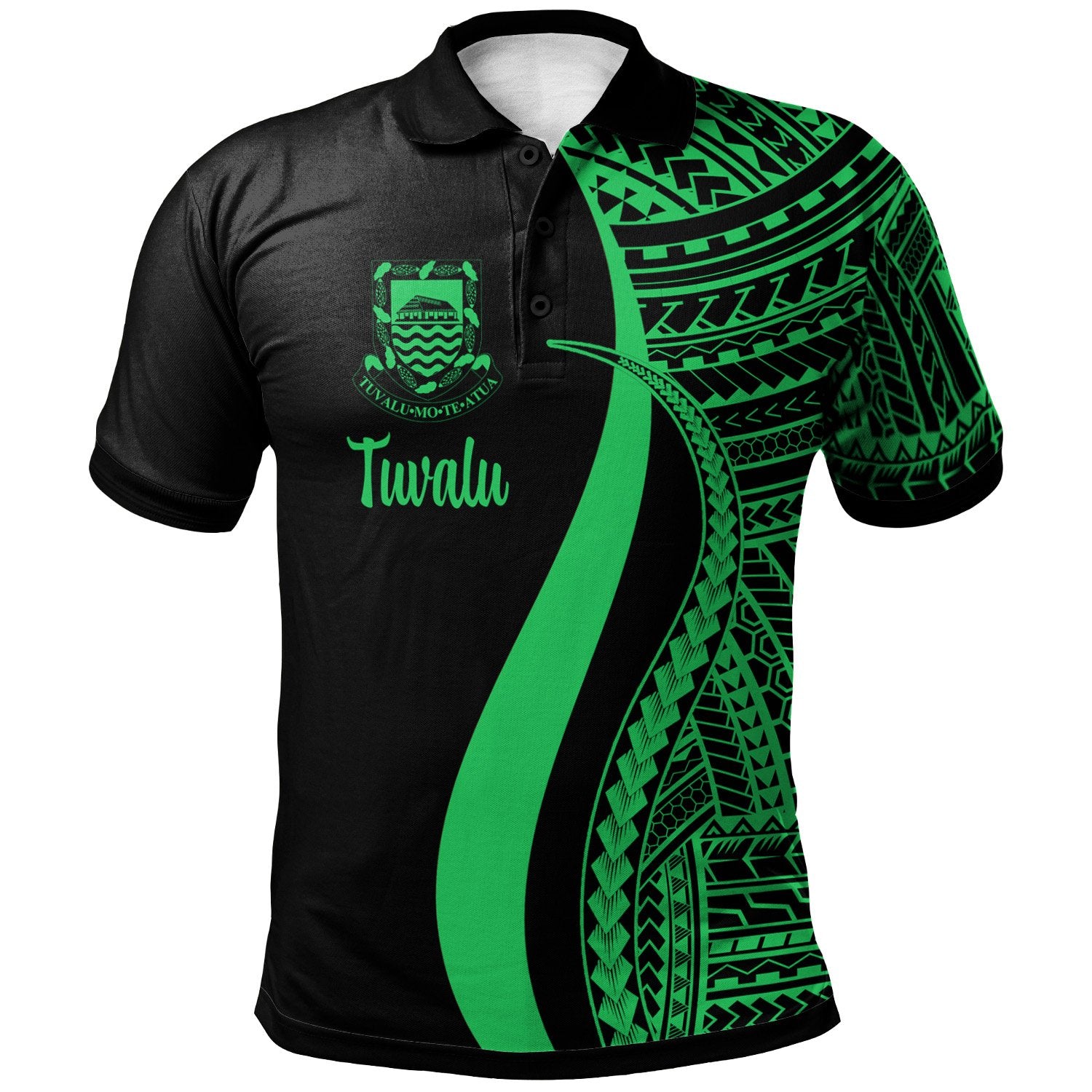 Tuvalu Polo Shirt Green Polynesian Tentacle Tribal Pattern Unisex Green - Polynesian Pride