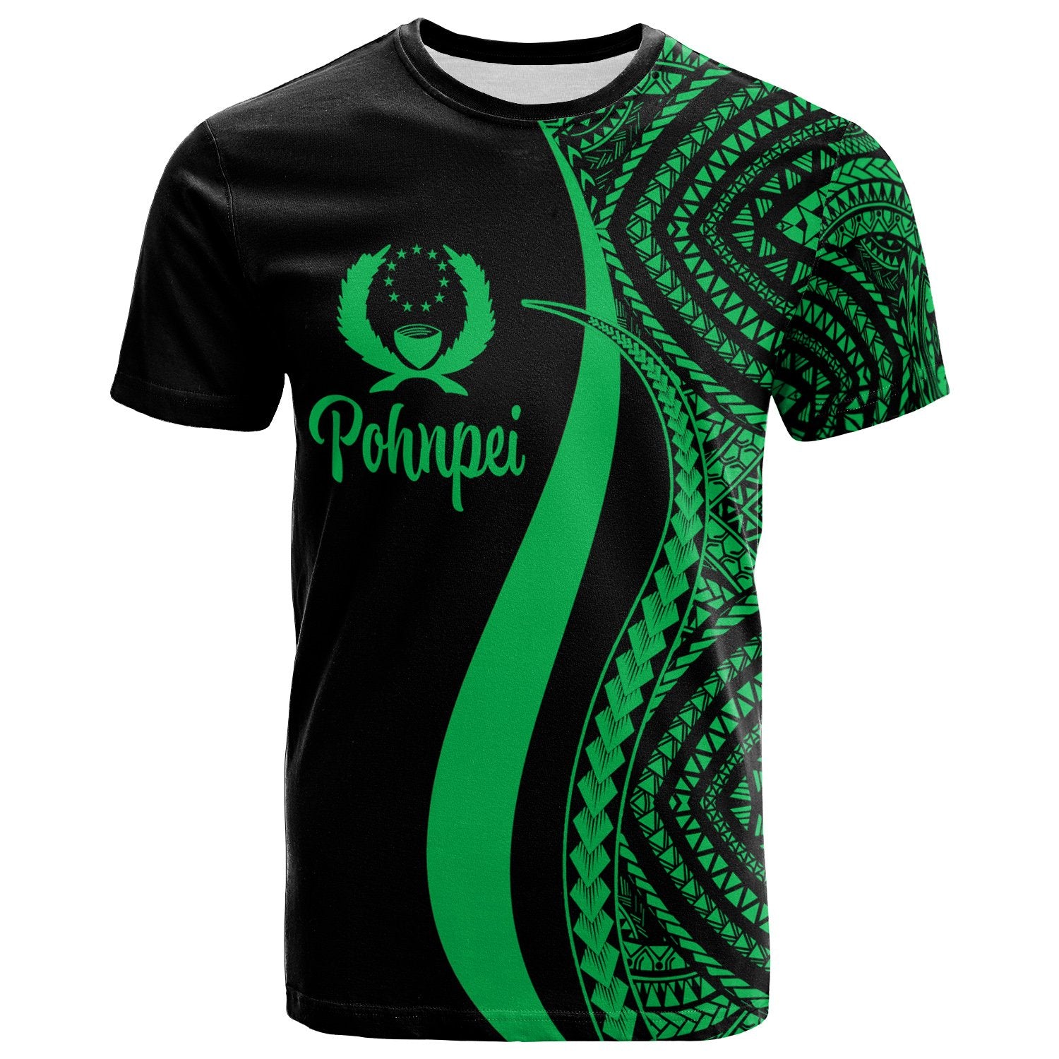 Pohnpei T Shirt Green Micronesian Tentacle Tribal Pattern Unisex Green - Polynesian Pride