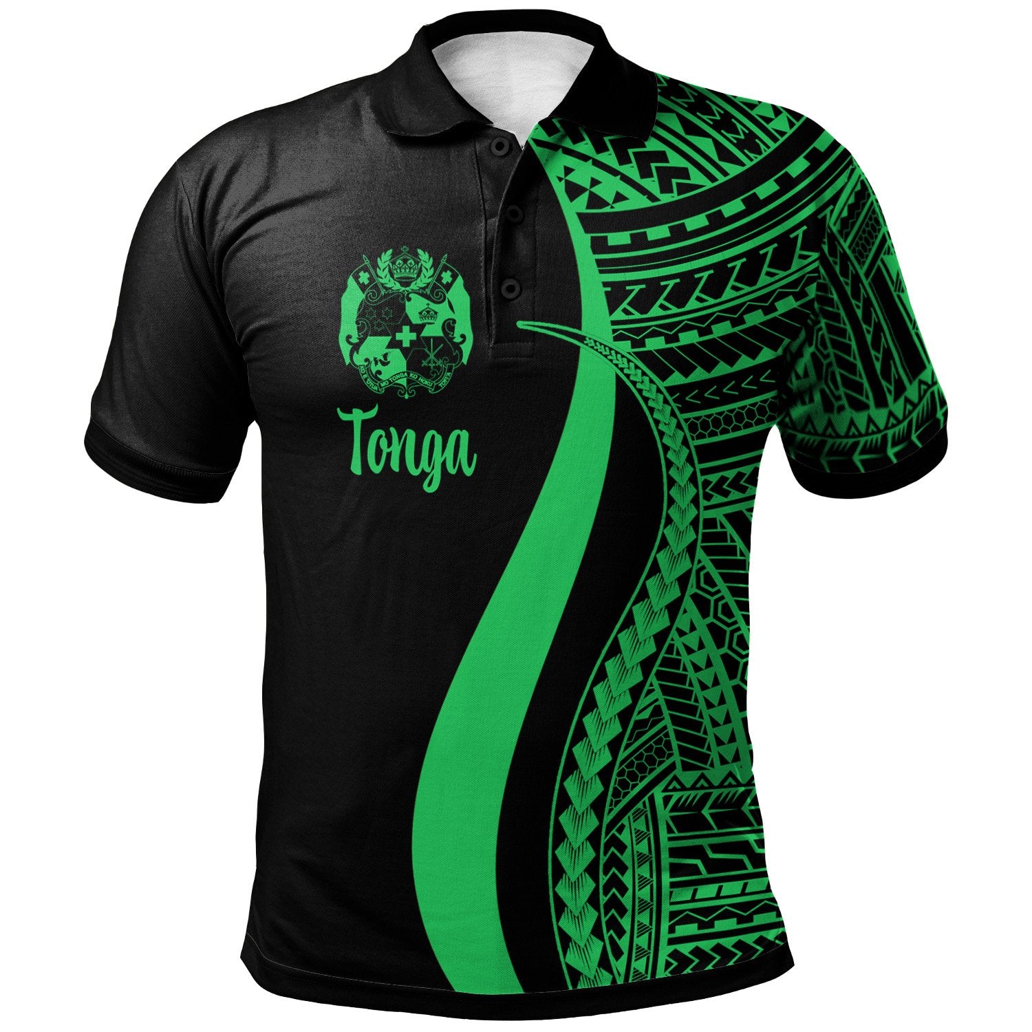 Tonga Polo Shirt Green Polynesian Tentacle Tribal Pattern Unisex Green - Polynesian Pride