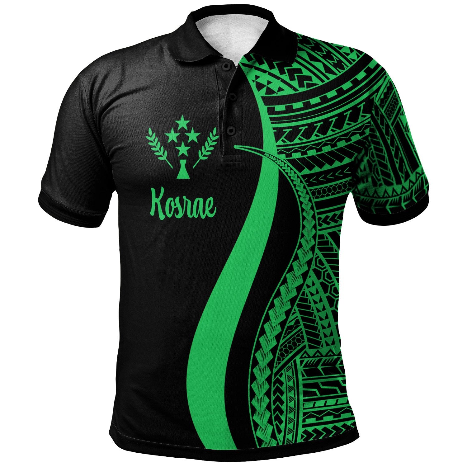 Kosrae Polo Shirt Green Polynesian Tentacle Tribal Pattern Unisex Green - Polynesian Pride