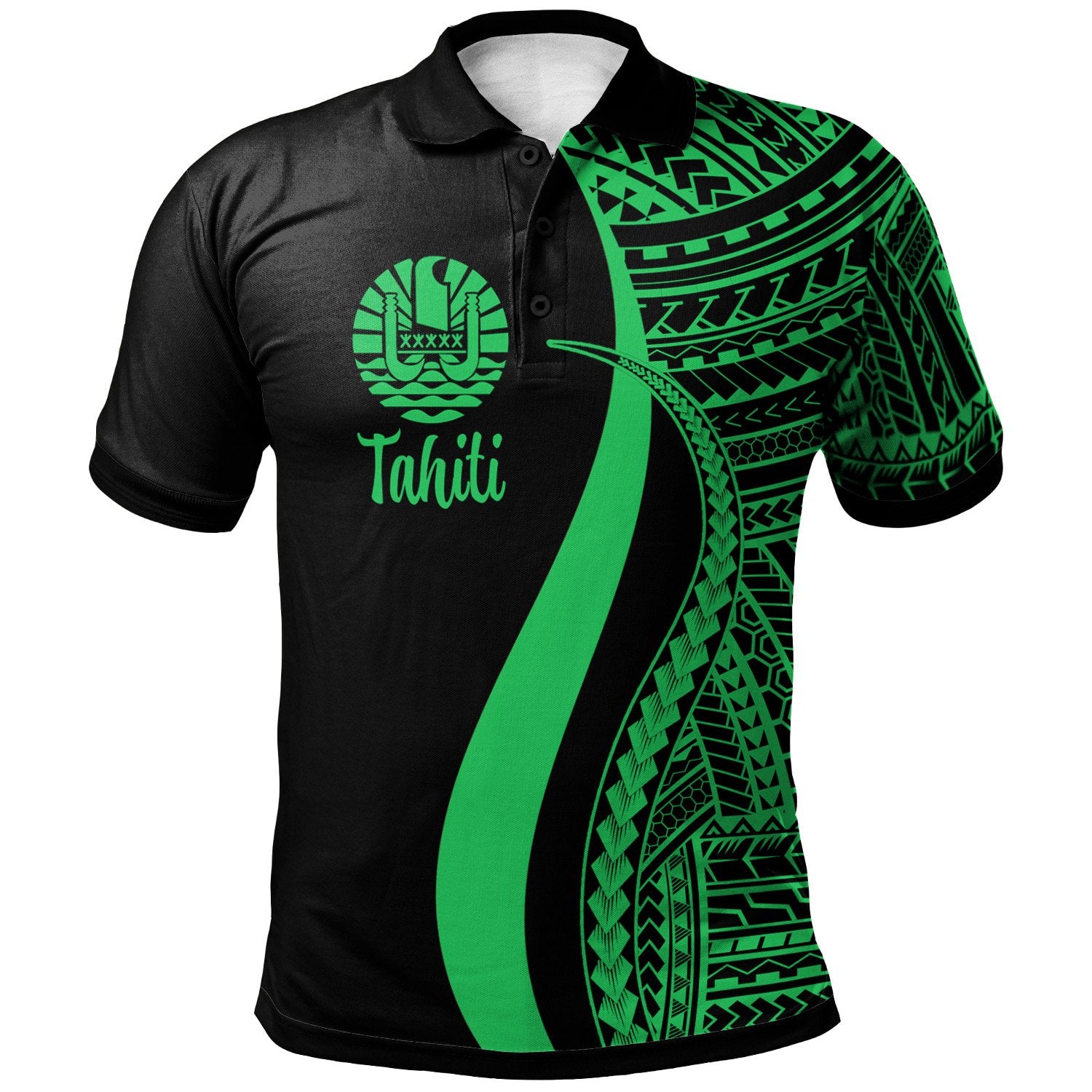 Tahiti Polo Shirt Green Polynesian Tentacle Tribal Pattern Unisex Green - Polynesian Pride