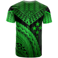 Kosrae T Shirt Green Polynesian Necklace and Lauhala - Polynesian Pride