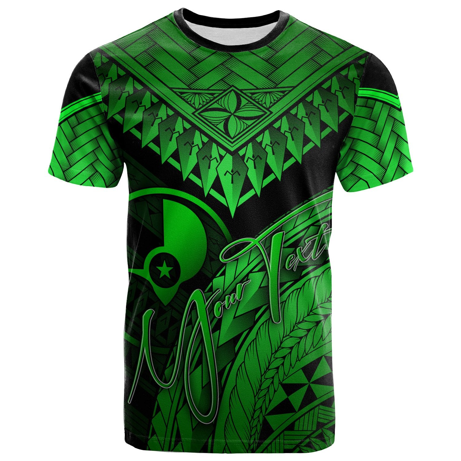 Yap Custom T Shirt Green Polynesian Necklace and Lauhala Unisex Art - Polynesian Pride