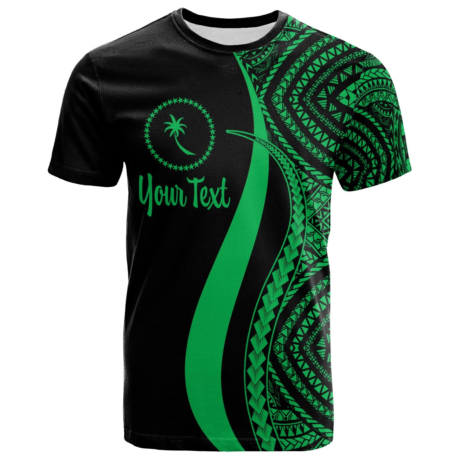 Chuuk Custom T Shirt Green Micronesian Tentacle Tribal Pattern Unisex Green - Polynesian Pride