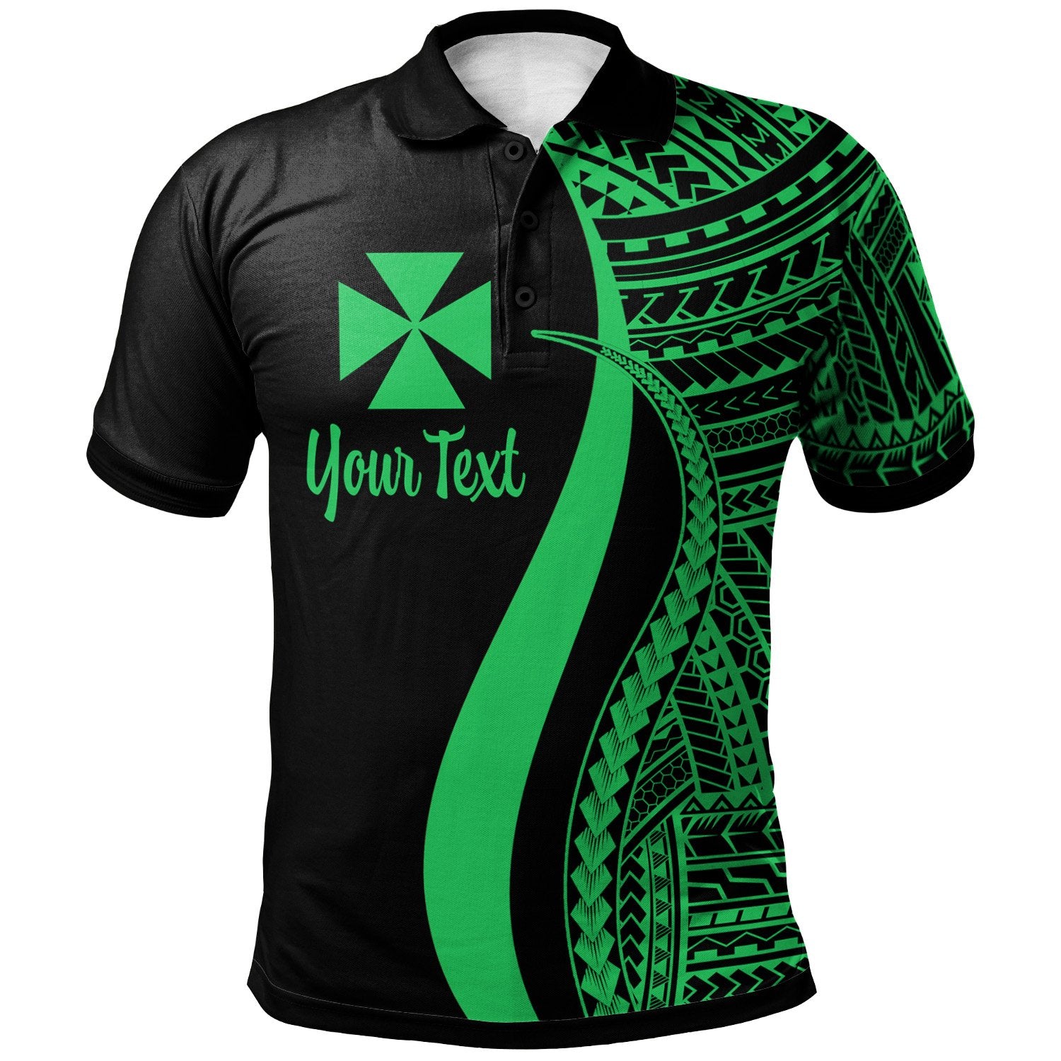 Wallis and Futuna Custom Polo Shirt Green Polynesian Tentacle Tribal Pattern Unisex Green - Polynesian Pride