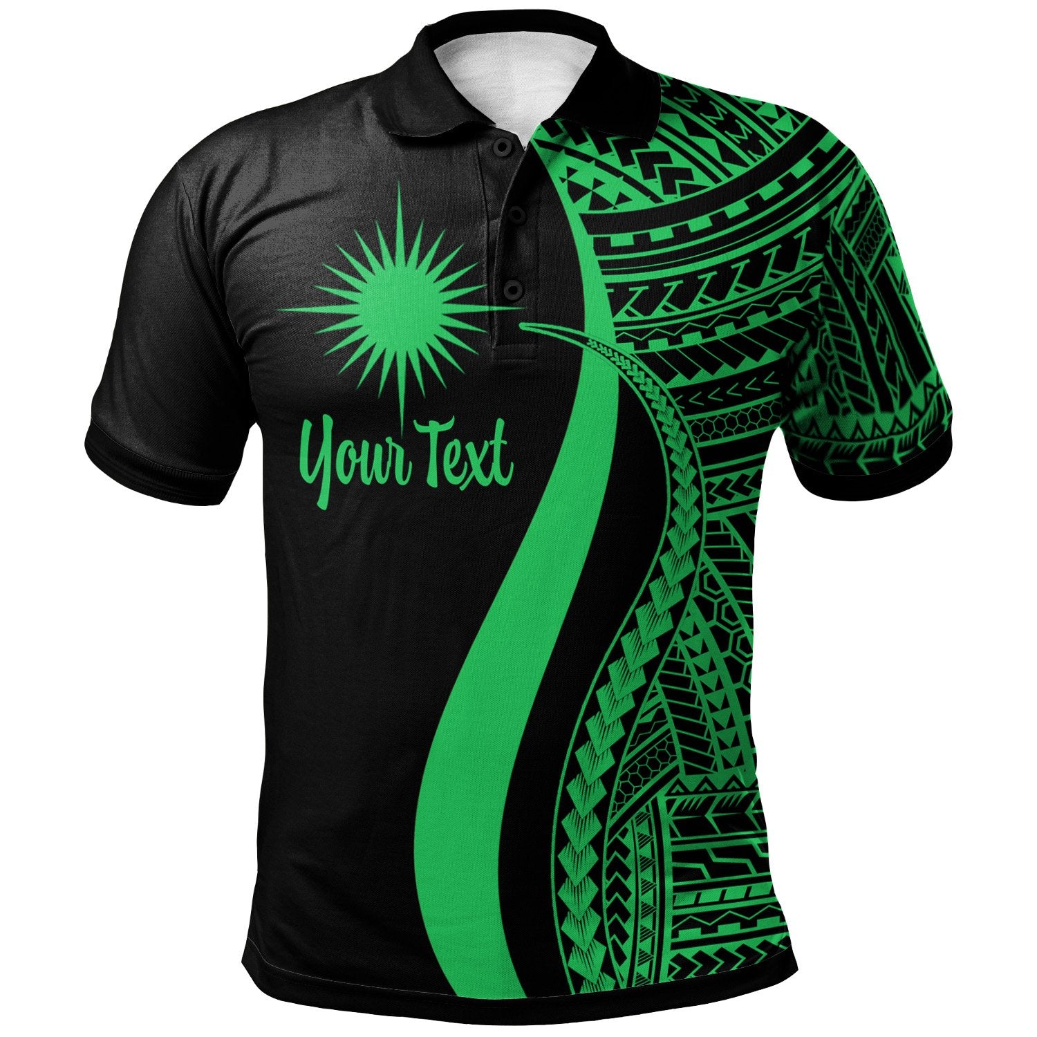 Marshall Islands Custom Polo Shirt Green Polynesian Tentacle Tribal Pattern Unisex Green - Polynesian Pride