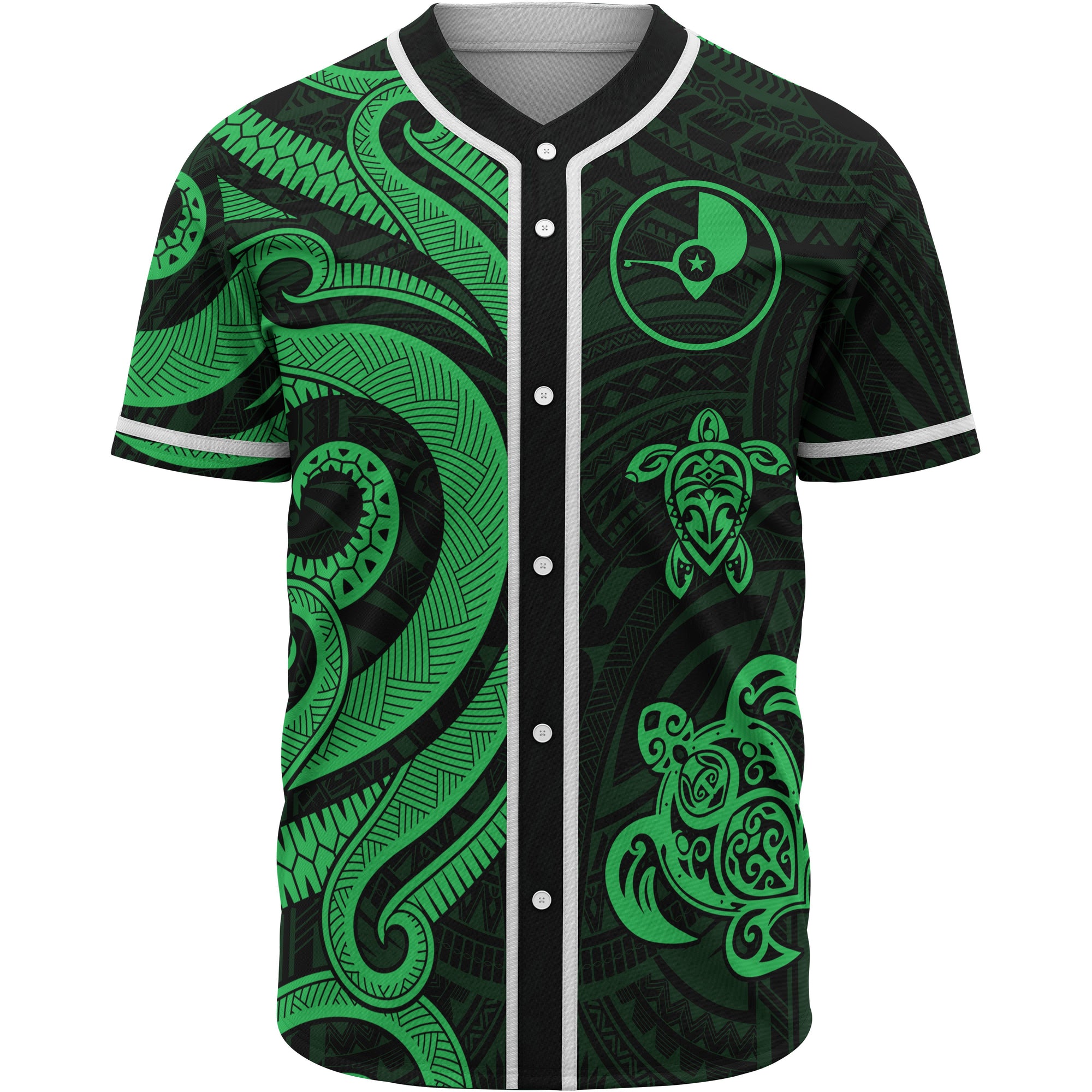 Yap Baseball Shirt - Green Tentacle Turtle Unisex Green - Polynesian Pride