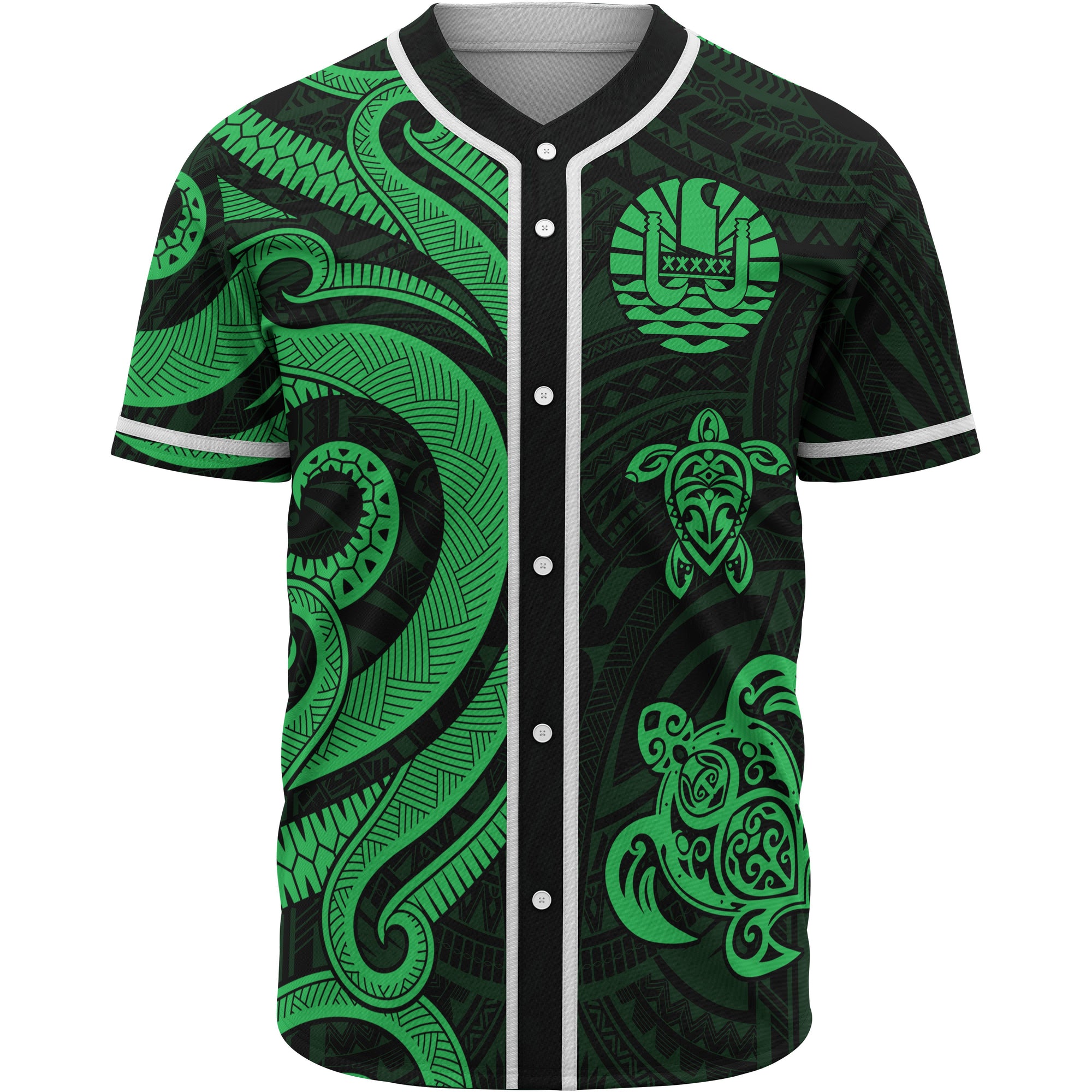 Tahiti Baseball Shirt - Green Tentacle Turtle Unisex Green - Polynesian Pride