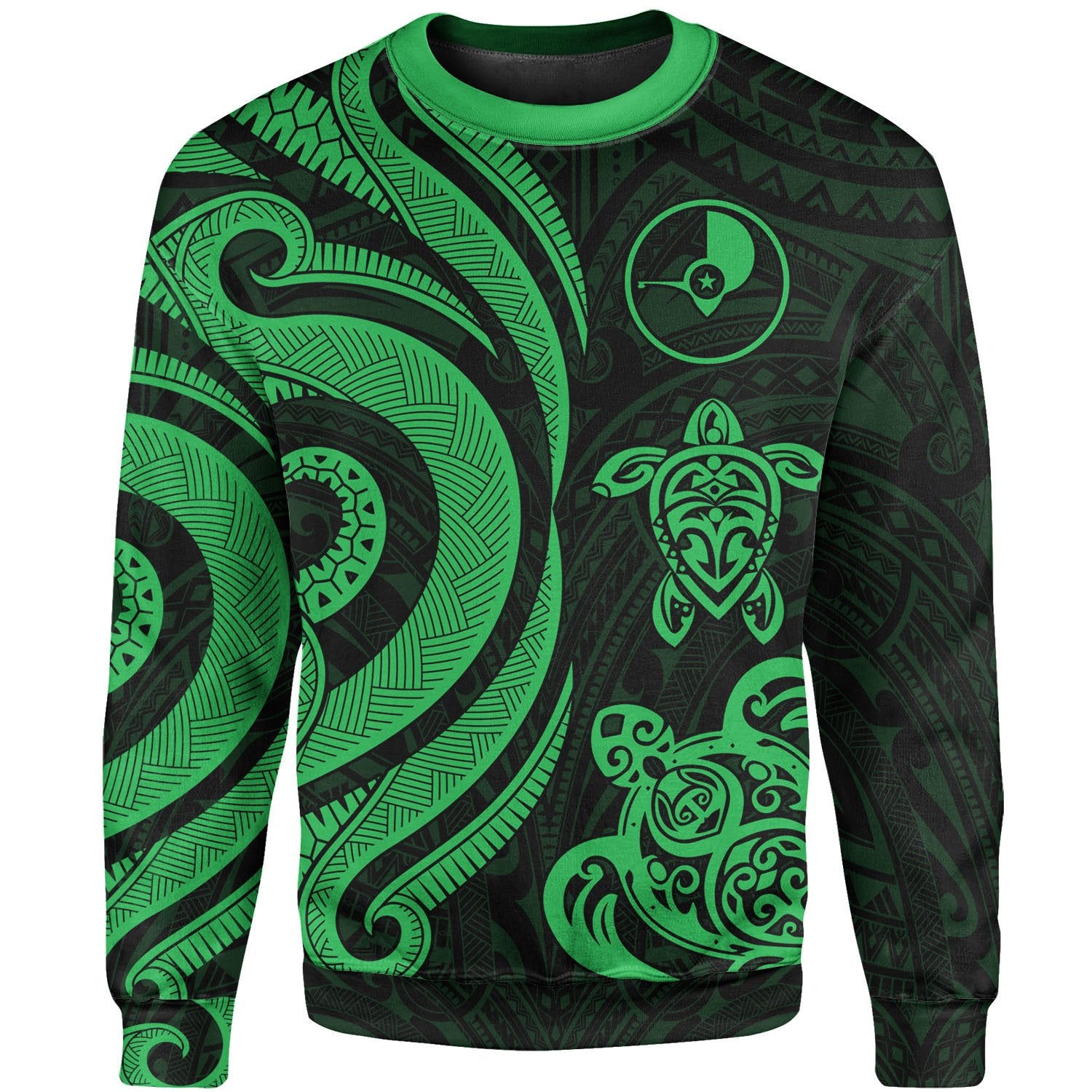 Yap Sweater - Green Tentacle Turtle Unisex Green - Polynesian Pride