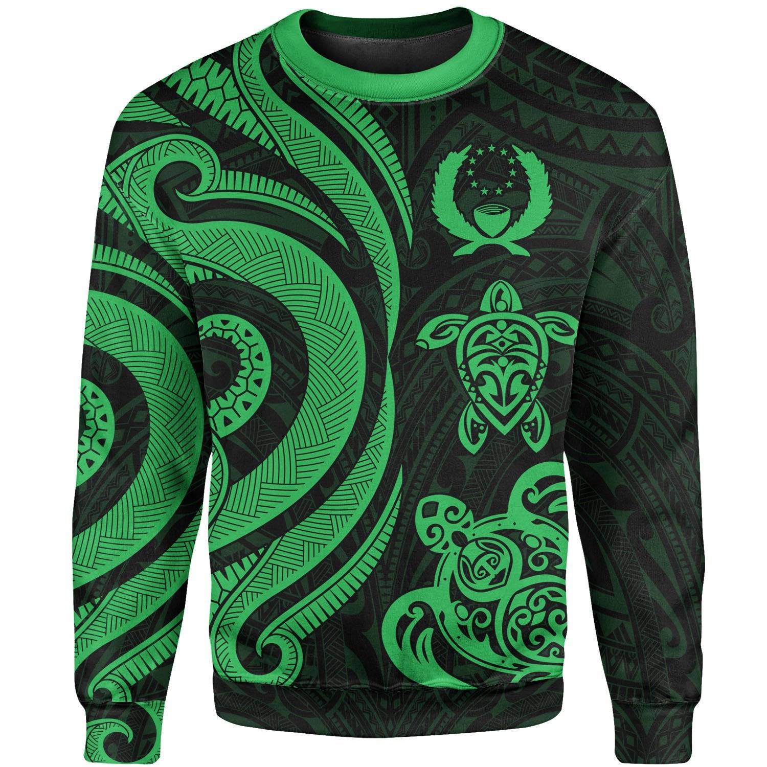 Pohnpei Sweater - Green Tentacle Turtle Unisex Green - Polynesian Pride