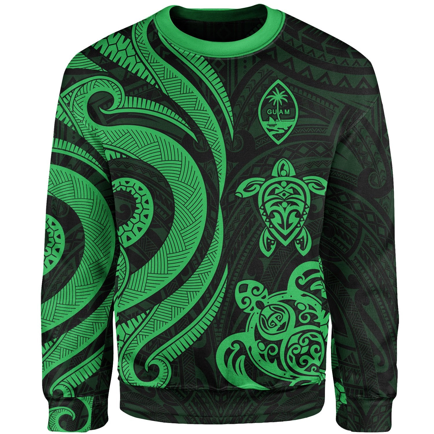 Guam Sweater - Green Tentacle Turtle Unisex Green - Polynesian Pride