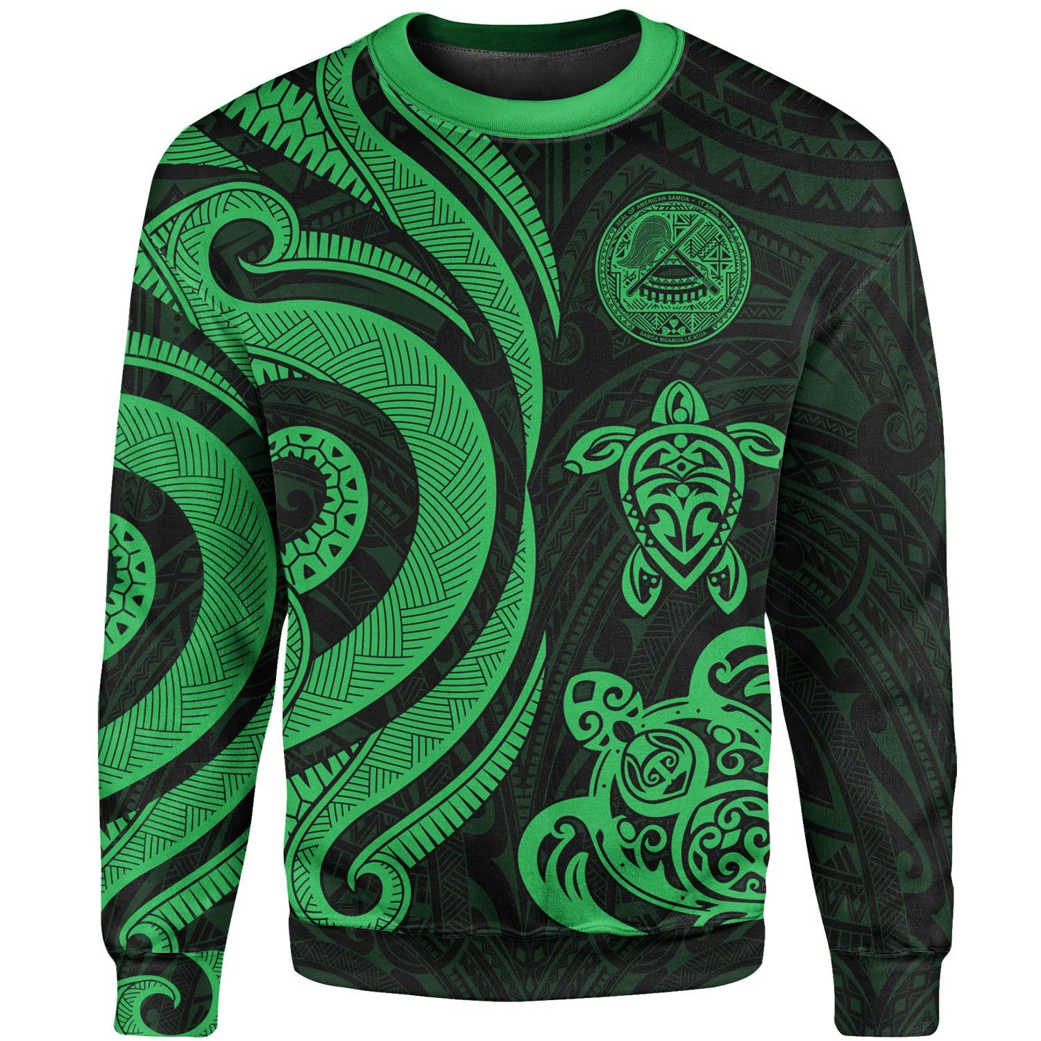 American Samoa Sweater - Green Tentacle Turtle Unisex Green - Polynesian Pride