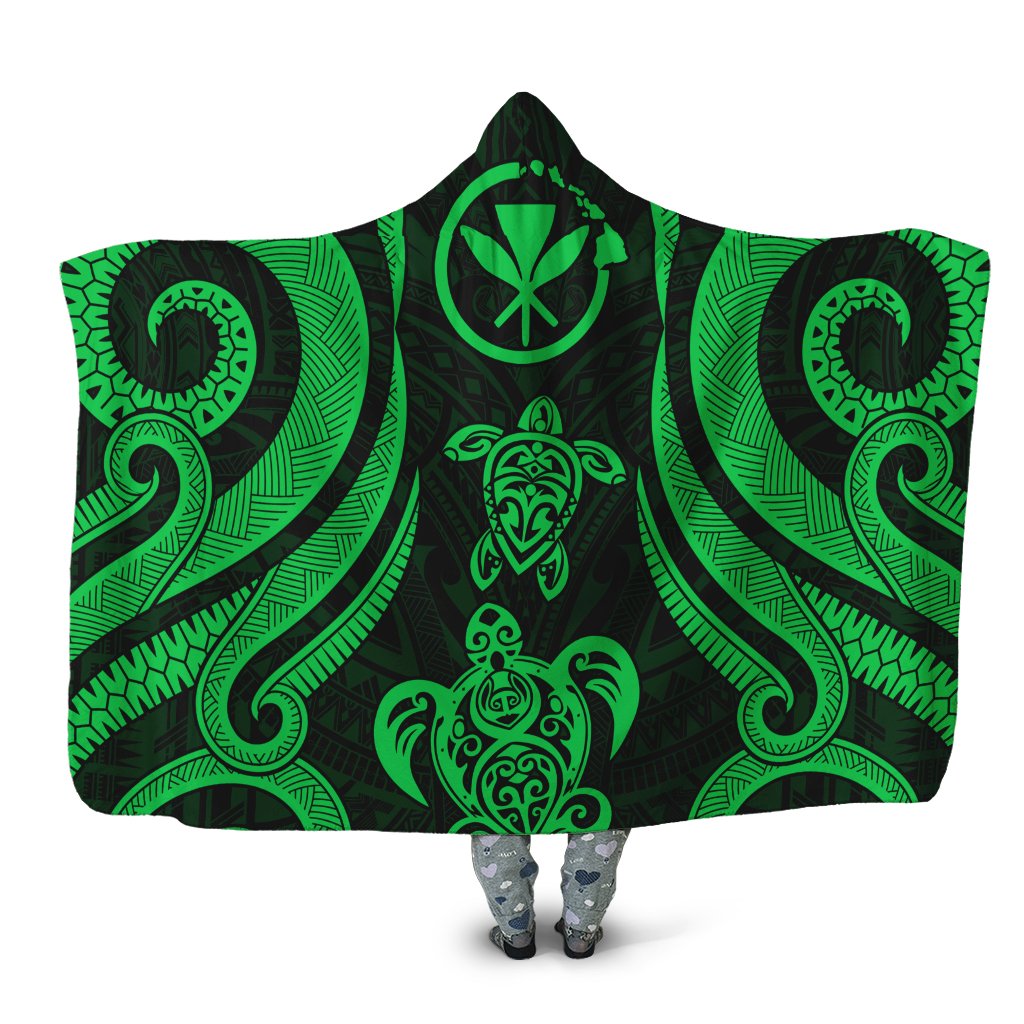 Hawaii Hooded Blanket - Green Tentacle Turtle Hooded Blanket Green - Polynesian Pride