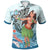 Guam Polo Shirt Polynesian Girls With Shark Unisex Blue - Polynesian Pride