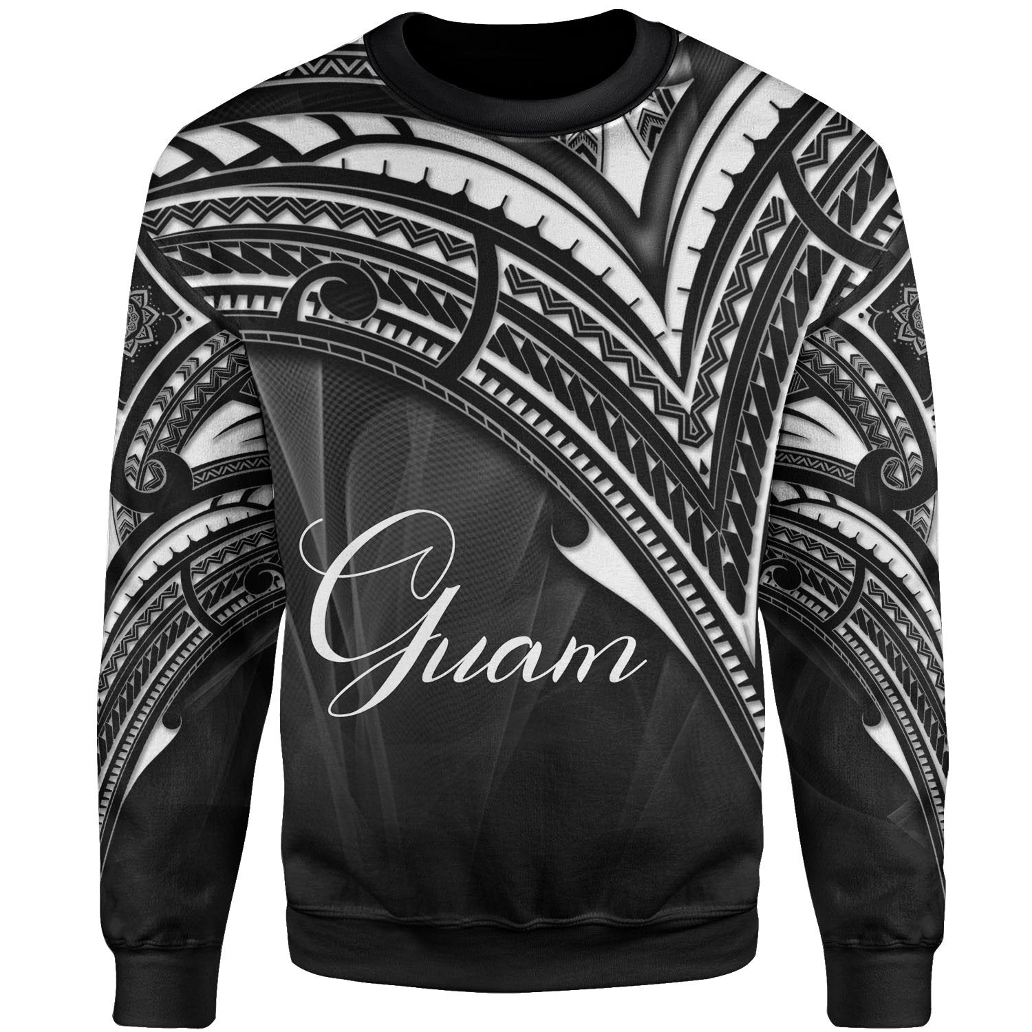 Guam Sweatshirt - Cross Style White Color Unisex Black - Polynesian Pride