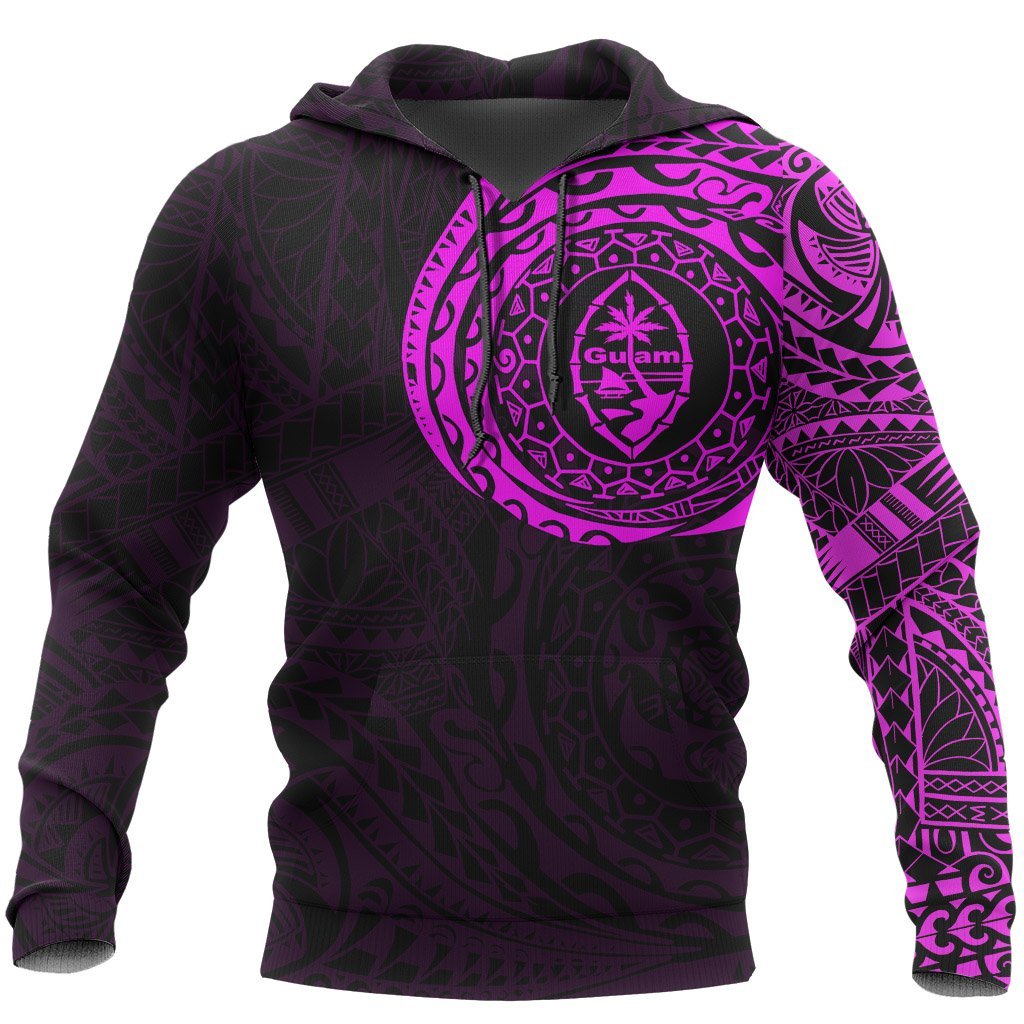 Guam Hoodie Guam Coat of Arms Polynesian Tattoo Style Special Pink Unisex Pink & Black - Polynesian Pride