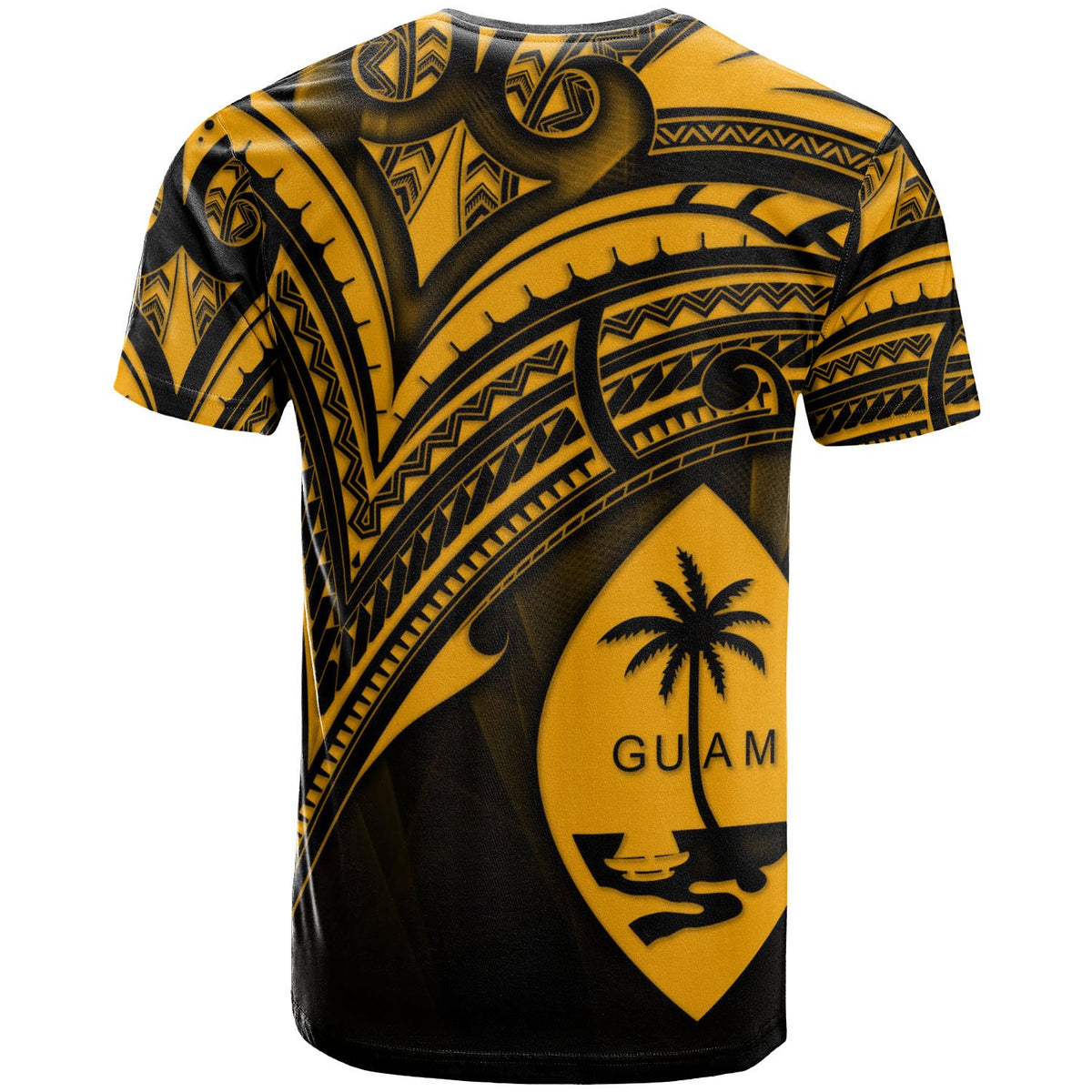 Guam T Shirt Gold Color Cross Style - Polynesian Pride