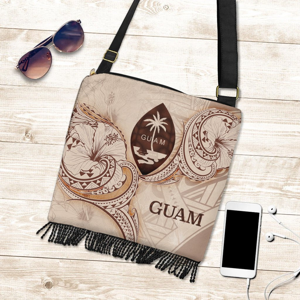 Guam Boho Handbag - Hibiscus Flowers Vintage Style One Size Boho Handbag Nude - Polynesian Pride