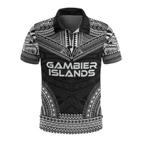 Gambier Islands Polo Shirt Gambier Islands Flag Polynesian Chief Tattoo Black Version Unisex Black - Polynesian Pride