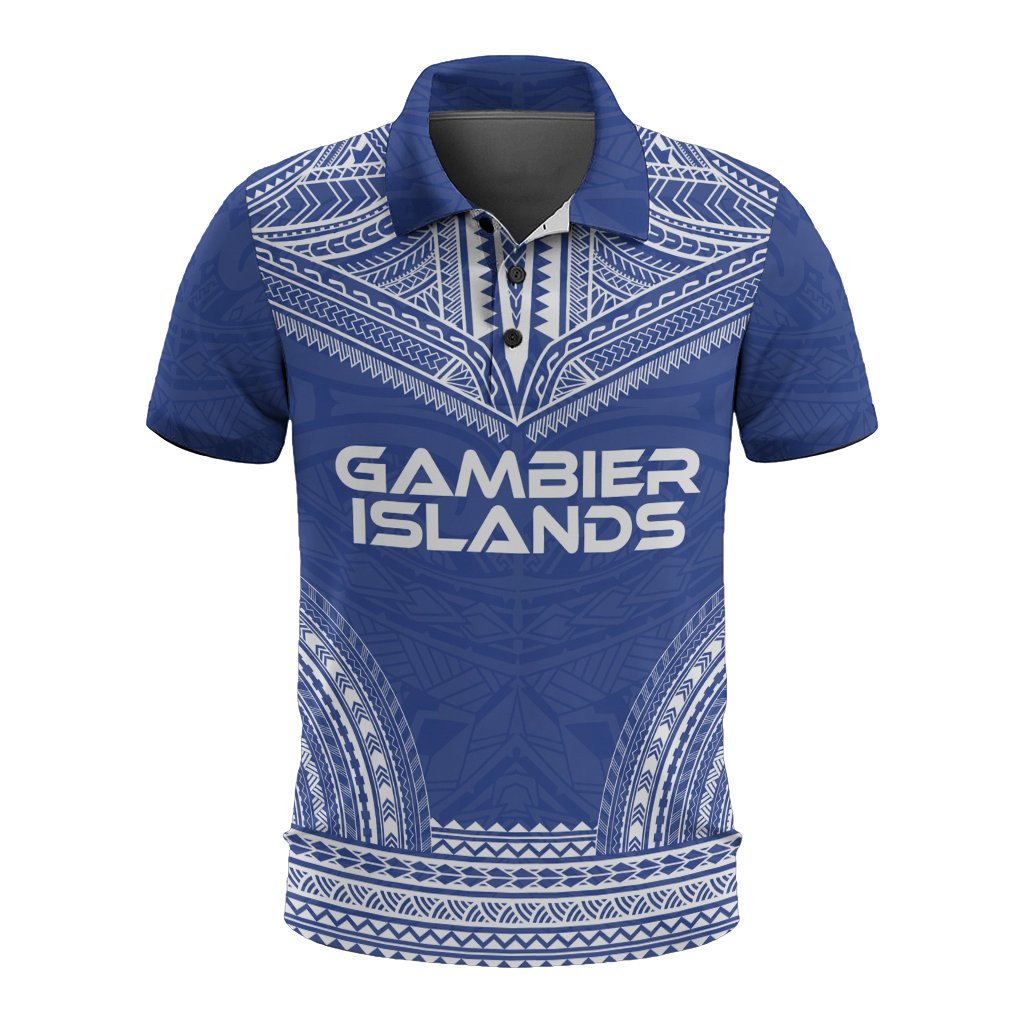 Gambier Islands Polo Shirt Gambier Islands Flag Polynesian Chief Tattoo Flag Version Unisex White - Polynesian Pride